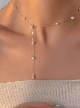 日系coss koko爆闪满天星珍珠项链女925银多种戴法串珠锁骨链送