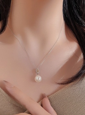 日系coss kokos925银正圆珍珠项链女新款百搭名媛气质水滴diy