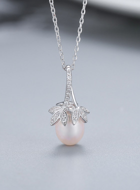 日系coss kokos925银淡水珍珠吊坠女梨花时尚diy空托项坠