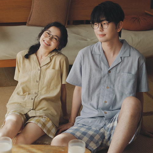 法国gentle motto归真62/67-无印睡衣女夏季薄款棉纱布休闲短袖