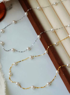 日系coss kokos925银塔曼玫瑰满天星珍珠项链夏轻奢小众嘴唇链