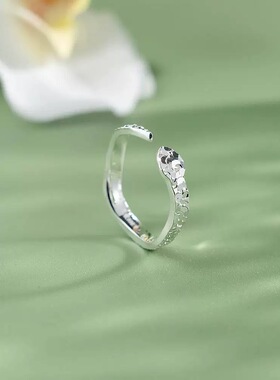 日系coss koko灵蛇碎冰冰戒指女s925银女简约时尚高级感开口可
