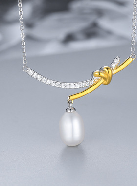 日系coss koko新款s925银淡水珍珠项链女分色工艺吊坠锁骨链diy