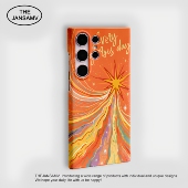 橙色星闪高级感适用三星S25ultra手机壳红色s24 创意新款 s23 s22note20ultra半包硬壳韩国涂层菲林个性