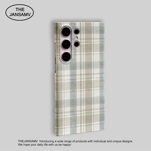 ins格纹高级感适用三星S25ultra手机壳红色s24/s23/s22note20ultra半包硬壳韩国涂层菲林个性创意新款