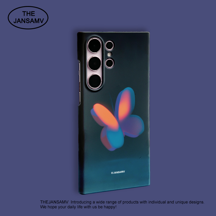 ins风缤纷影蝶适用三星S25ultra手机壳红色s24/s23/s22note20ultra半包硬壳韩国涂层菲林个性创意新款