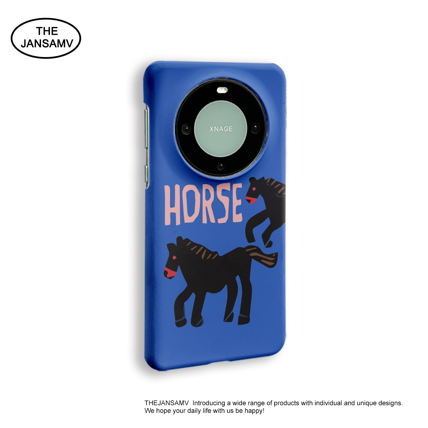 蓝底黑马适用华为mate70pro手机壳40/60/50/P60韩国菲林涂层半包硬壳简约pura70原创新款art/pura70ultra