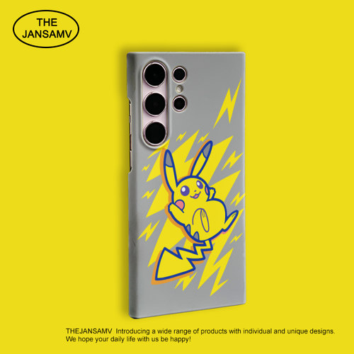 卡通皮卡丘适用三星S23ultra手机壳s24/s22/s21/note20ultra半包硬壳韩国涂层菲林个性创意潮流新