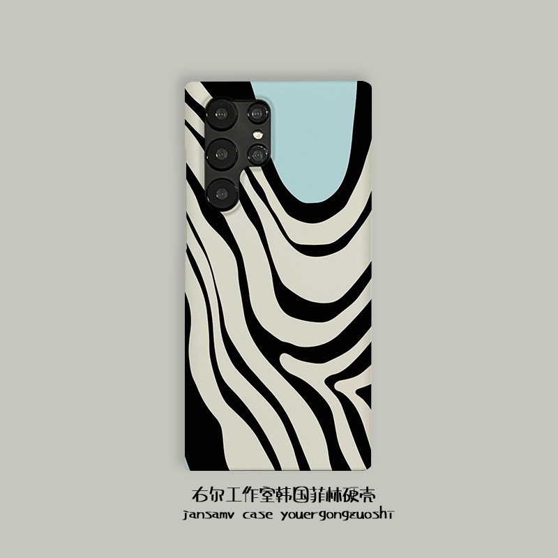 黑线手机壳适用用三星S25ultra手机壳红色s24/s23/s22note20ultra半包硬壳韩国涂层菲林个性创意新款