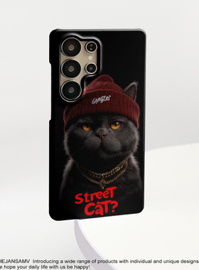 嘻哈猫高级感适用三星S25ultra手机壳红色s24/s23/s22note20ultra半包硬壳韩国涂层菲林个性创意新款