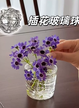 插花玻璃球花枝固定神器艺术