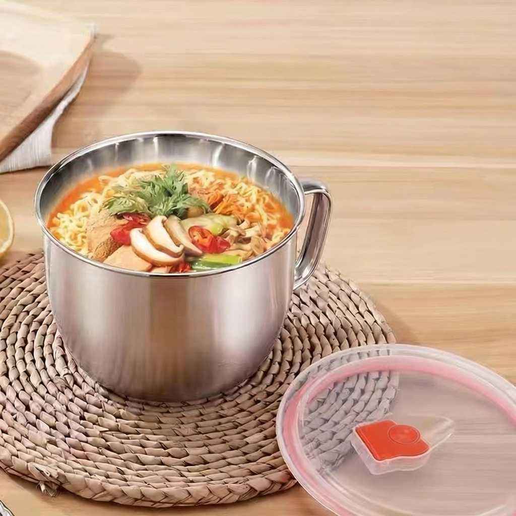 不锈钢泡面碗学生加厚快餐杯饭盒带盖用方便面杯汤碗套装大容量