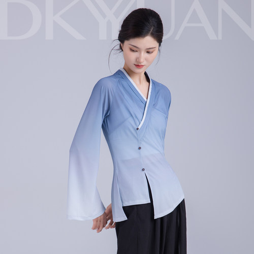 豆蔻依缘古典舞身韵服长袖上衣表演服修身显瘦中国舞现代舞练功服