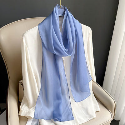 纯色真丝桑蚕丝长丝巾