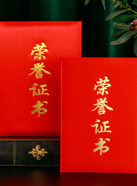雅梓绸面荣誉证书封面缎面奖状聘书丝绸面红色外壳定制制作烫金logo结业培训事业单位工作人员奖励嘉奖证书