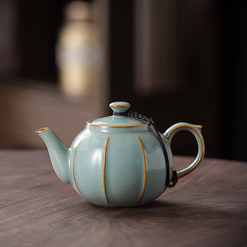 天青汝窑茶壶泡茶喝茶家用茶水壶单壶泡茶器中式陶瓷功夫茶具小壶