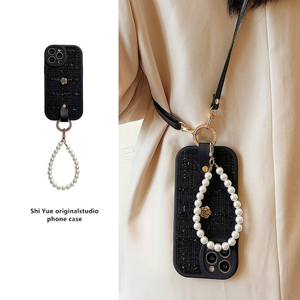 opporeno10手机壳reno9pro+小香风reno8/7/6/5挂绳4背带oppofindx5/7/8珍珠手链findx6/3女reno13/12/11秋冬