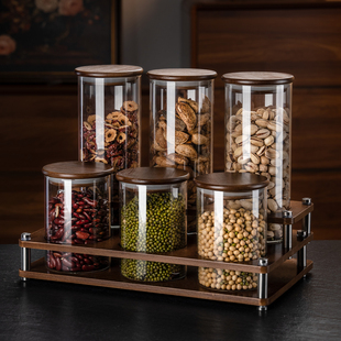 大容量玻璃储存罐密封罐家用厨房坚果干果盒收纳罐食品防潮罐带盖