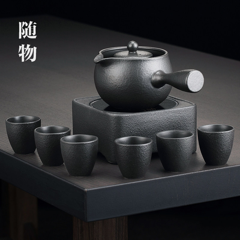 火山石煮茶器煮茶炉陶瓷煮茶壶侧把壶电陶炉家用围炉煮茶炉炭火炉
