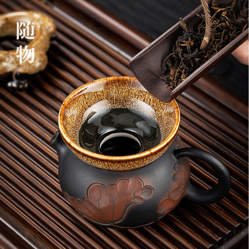窑变投茶器茶漏导茶入壶取茶器入茶簸箕茶叶漏斗功夫茶道茶具配件
