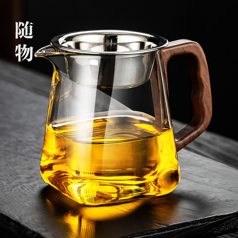 加厚耐热玻璃公道杯茶漏过滤茶滤家用高档功夫茶具配件四方分茶器