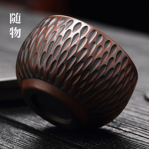 锤点建水紫陶茶杯主人杯单杯个人专用紫砂茶碗品茗杯陶瓷功夫茶具
