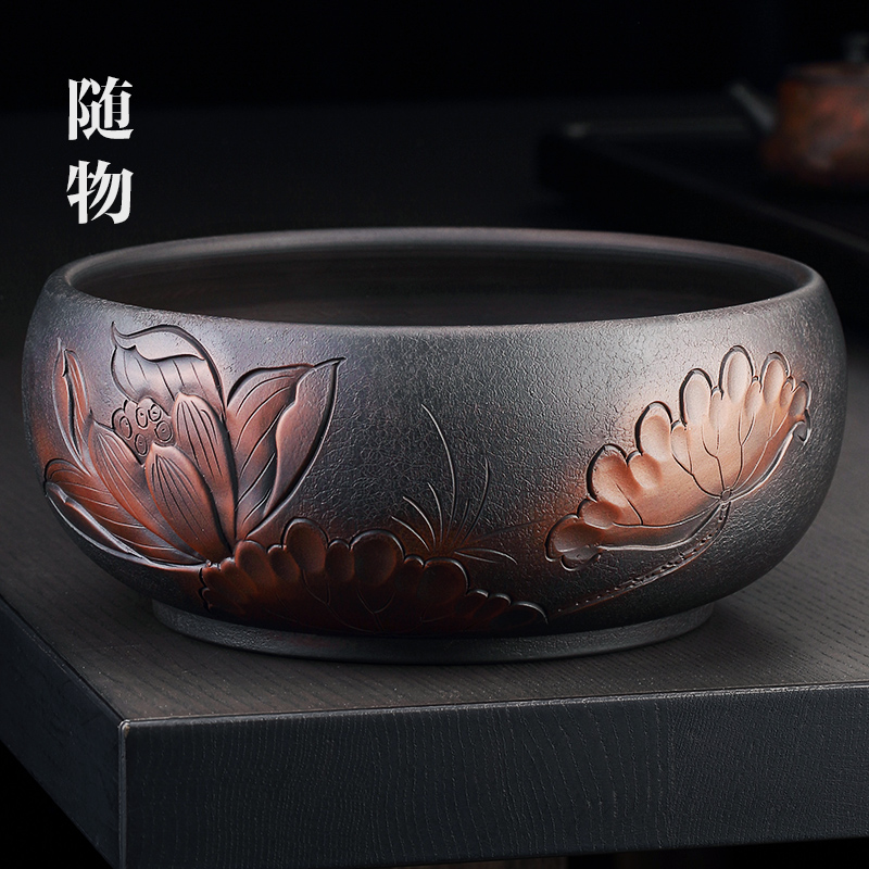 随物纯手工雕刻皮革纹理正品紫陶