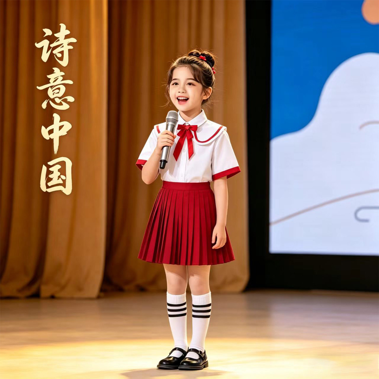 儿童初中小学生女童大合唱团诗歌爱国朗诵比赛演出服幼儿园表演服
