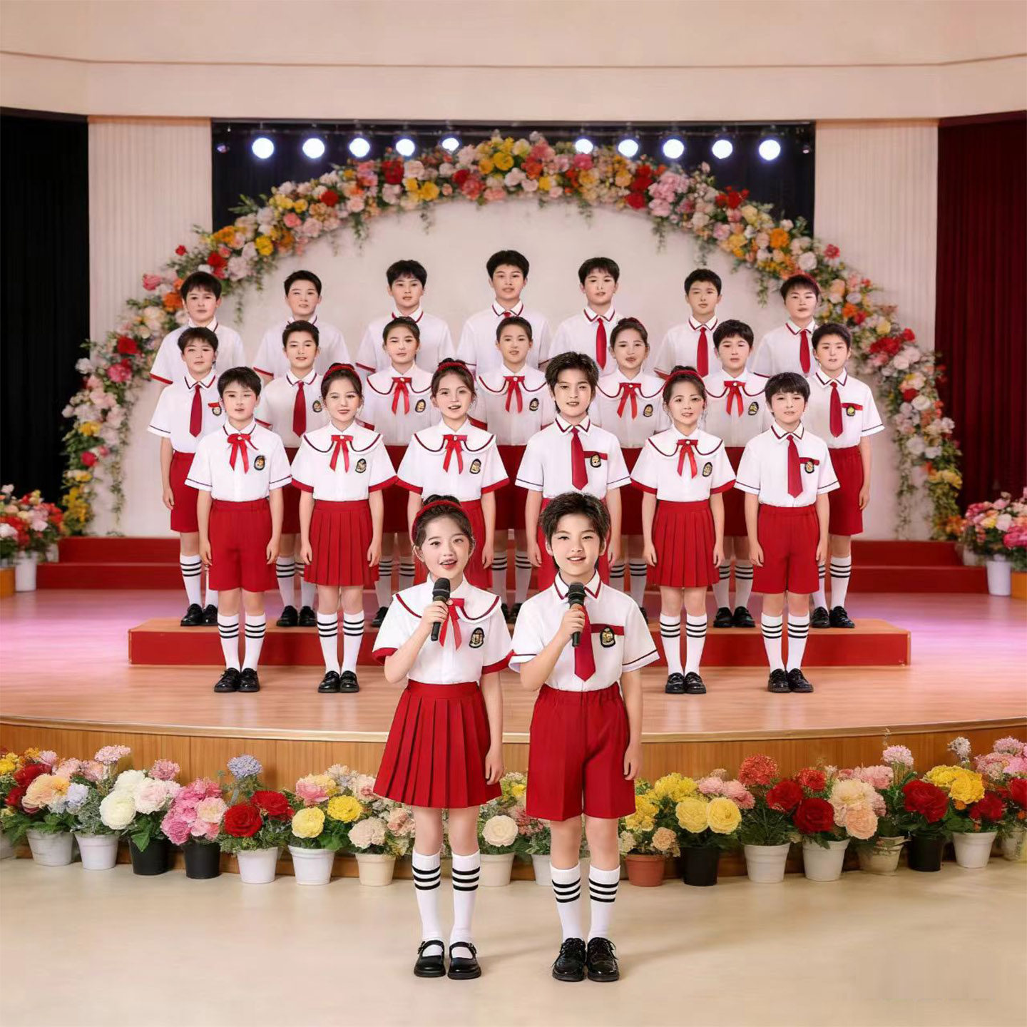 儿童合唱演出服幼儿园毕业照表演班服英伦风诗朗诵舞台服装小学生