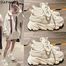 Daphne/达芙妮2020春夏新款透气网面厚底运动老爹鞋白色休闲鞋潮