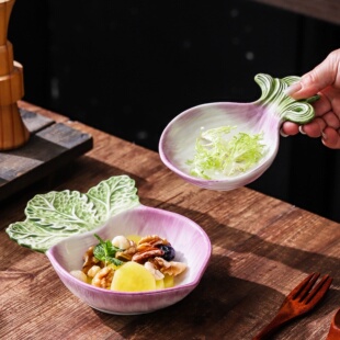 美式出口陶瓷餐具家用餐具创意个性可爱萝卜洋葱叶子陶瓷碟