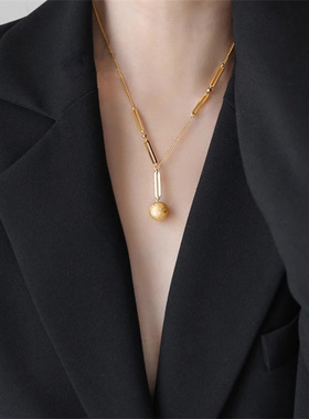 磨砂拉丝金球项链有求必应