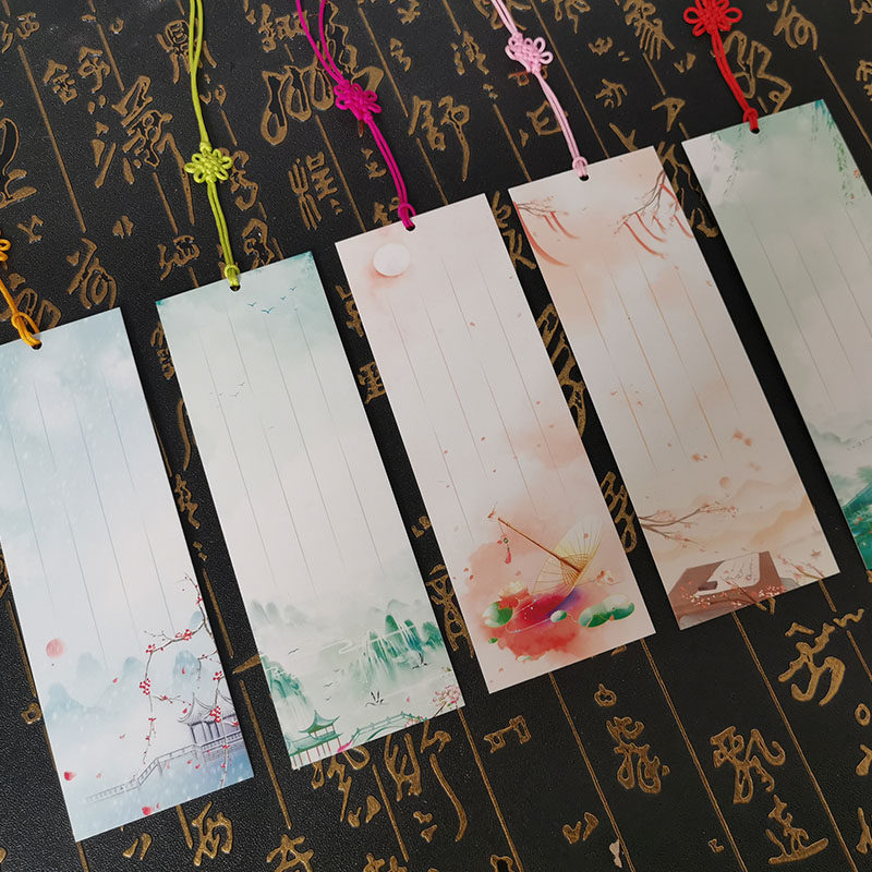 创意空白自制手工手绘书签古典中国风书法一笔笺diy材料包学生用儿童古风卡片纸手写带中国结流苏可写字纸质