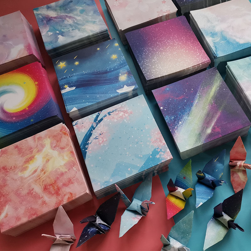 千纸鹤樱花星空纸折纸纸材料正方形单面手工纸玫瑰花印花儿童幼儿园