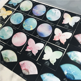精美古风便利贴高颜值ins便签纸本学生用创意标签贴粘性记事便笺蝴蝶留言板办公室手账贴纸儿童贴画奖励文具