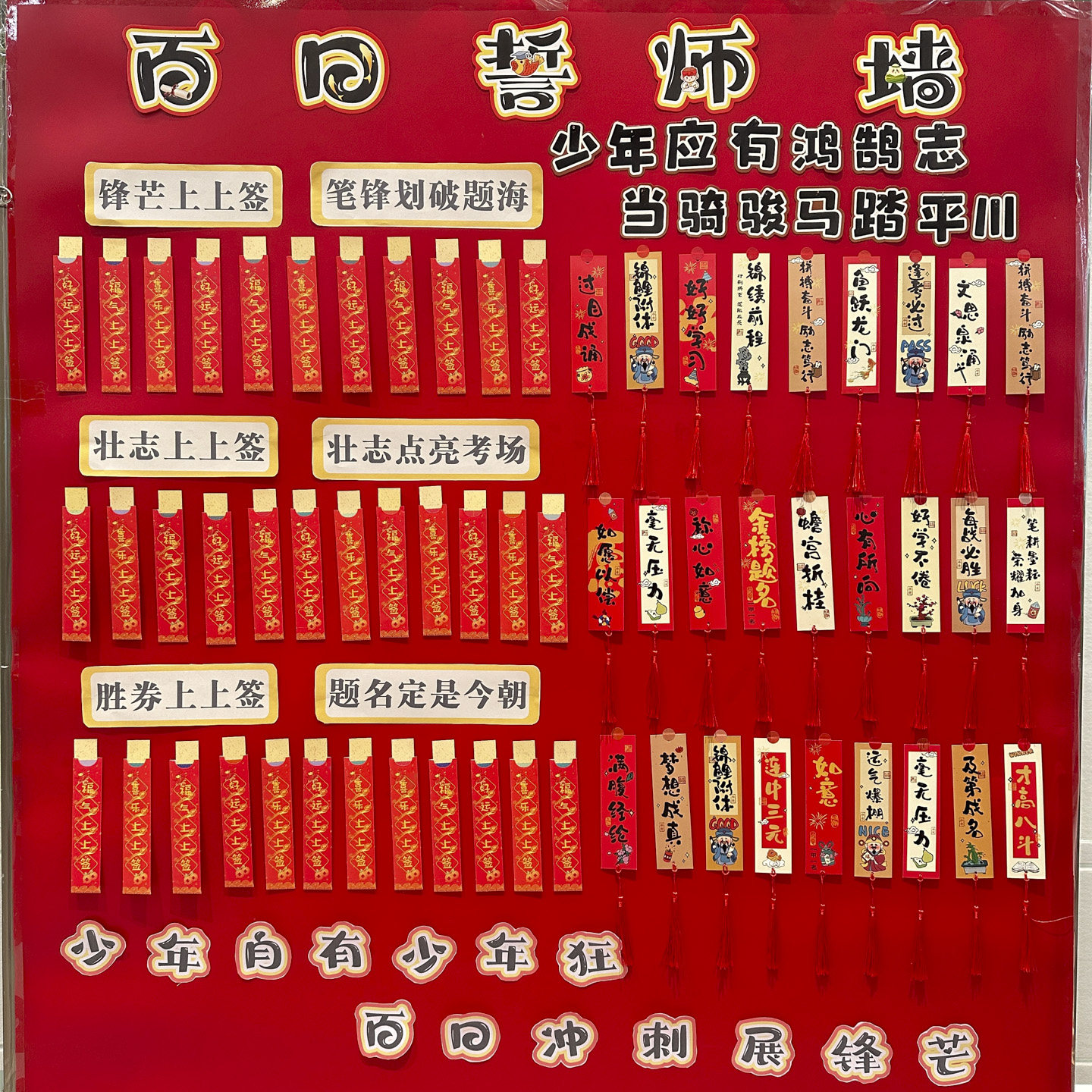 创意中高考开学季百日誓师大会仪式感教室布置装饰卡片班级文化墙好运