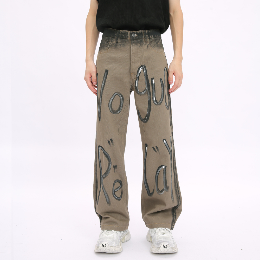 VoguoRelay涂鸦做旧牛仔裤