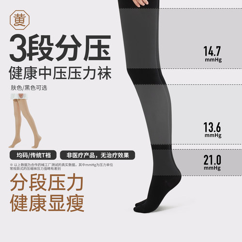 黄小姐2条压力连裤袜 分段中压显瘦美腿 打底袜女秋