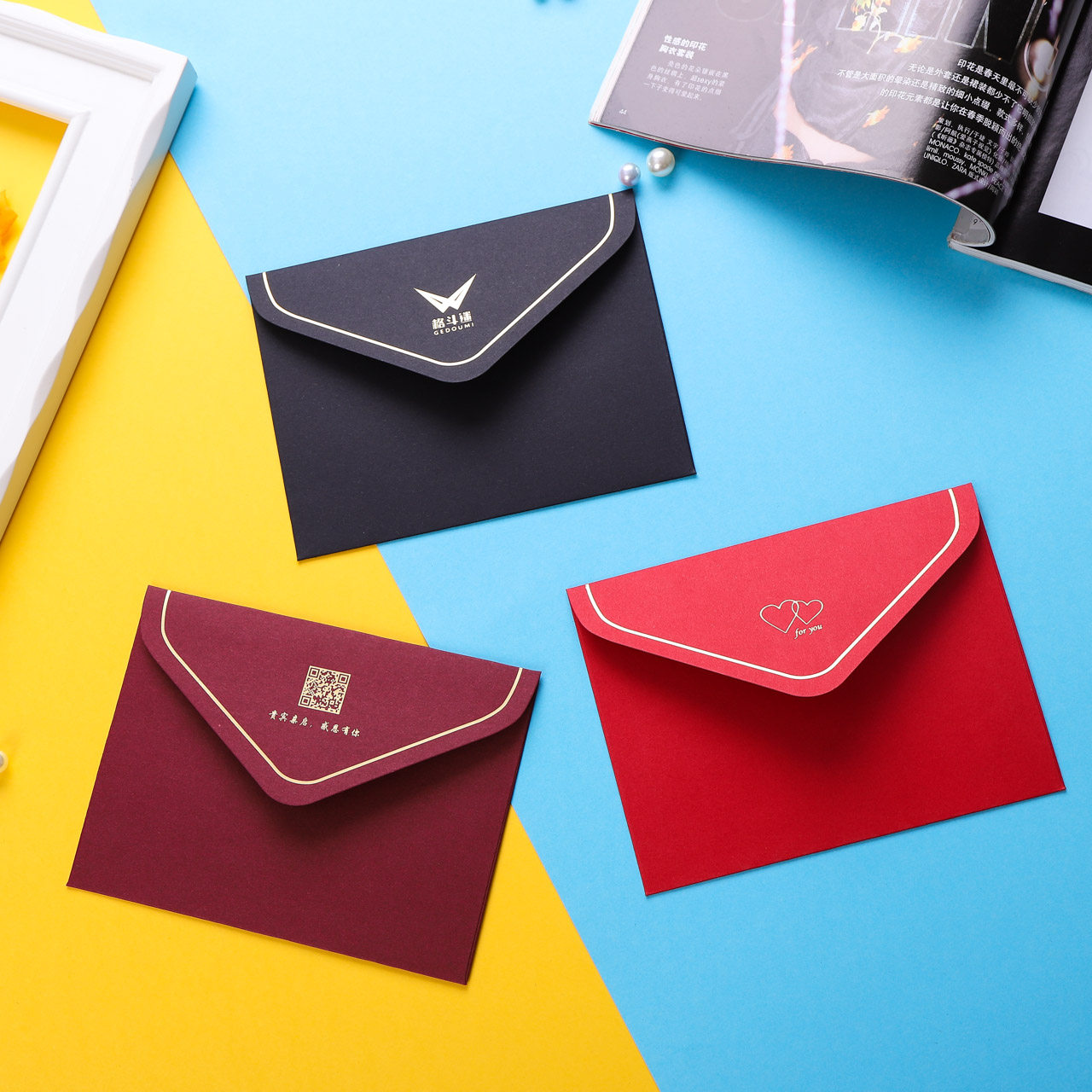 高档珠光纸金边信封定制商务会议活动邀请函公司企业logo烫金封套订做