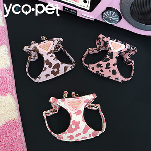 狗狗牵引绳小型犬泰迪胸背带小狗狗背心式可调节外出专用遛狗绳