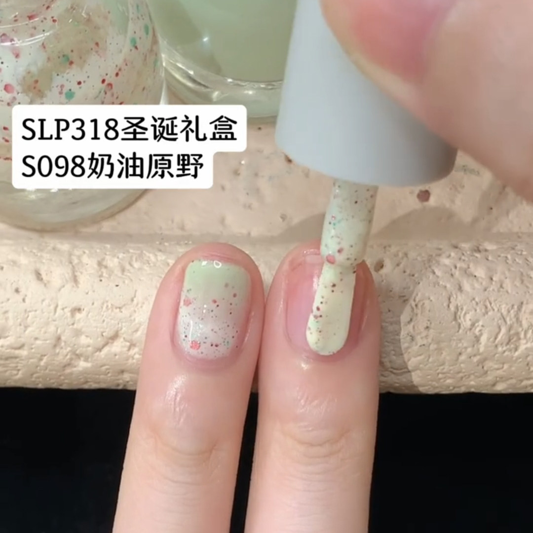 奶油原野春天里的薄荷小清新twomoons水性指甲油免烤可撕美甲渐变