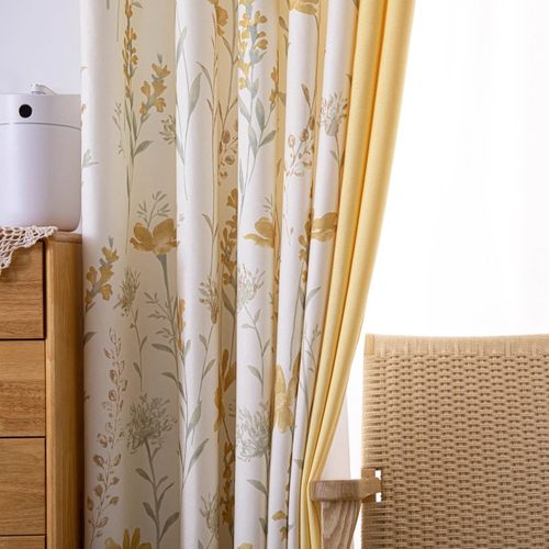 飘窗落地透光窗帘印花布阳台客