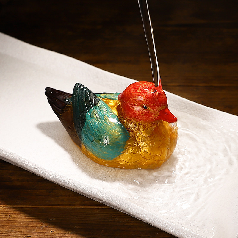 变色茶宠摆件精品可养小鸳鸯可爱茶玩茶桌茶台茶道配件茶从宠茶器