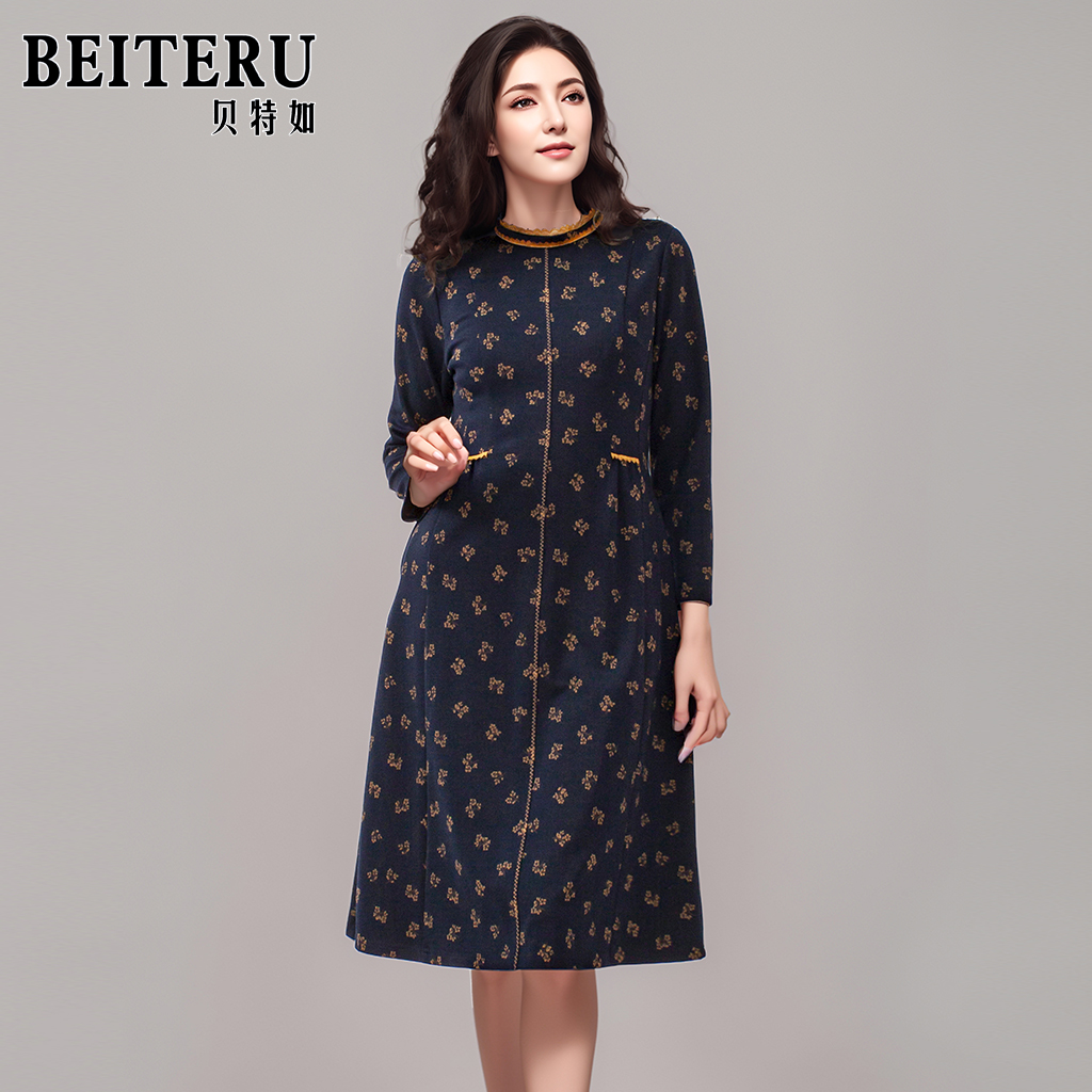 贝特如妈妈装潮流优雅洋气连衣裙