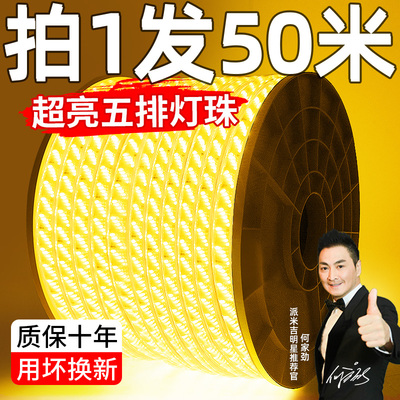 220v灯带户外防水led客厅屋簷外墙氛围室外工程高压暖光暖色灯条