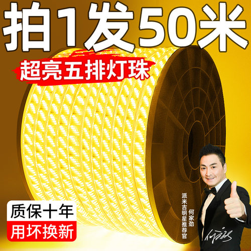 220v灯带户外防水led客厅屋簷外墙氛围室外工程高压暖光暖色灯条
