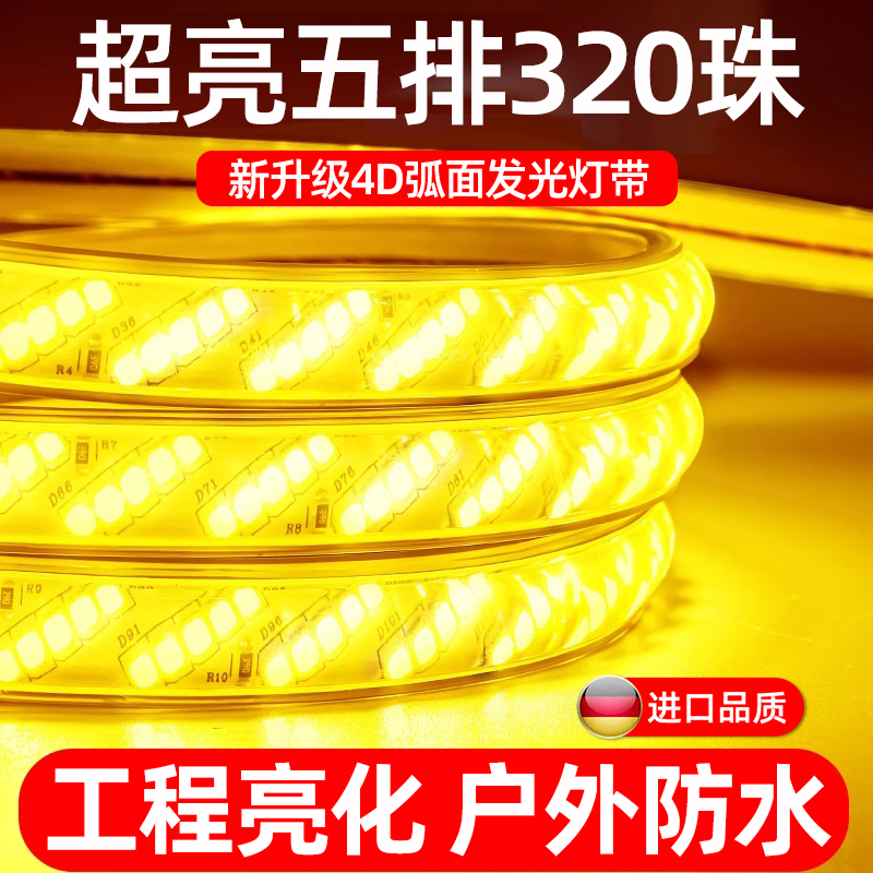 金黄光led灯带条220V工程亮化景观照明房檐外墙户外防水室外装饰
