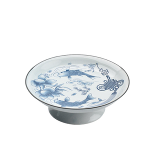 发烧陶大号青花果盘点心盘陶瓷家用坚果甜食圆盘中式干果盒糕点盘