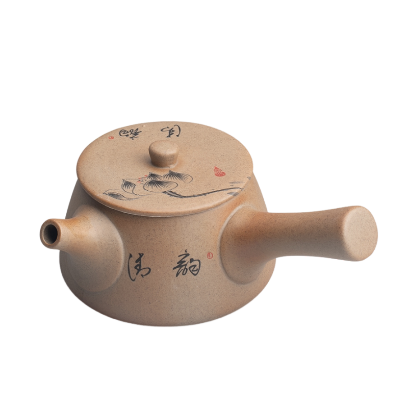 发烧陶清仓粗陶茶具一壶二杯侧把壶仿乌金石茶盘陶瓷盖碗功夫茶具