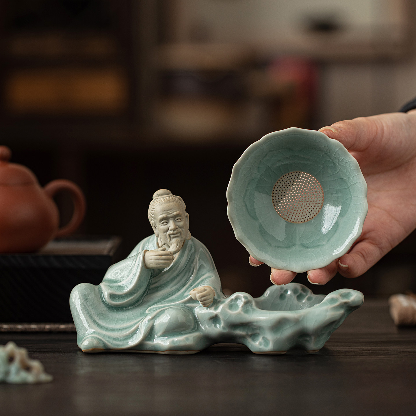 创意高档汝窑茶圣茶漏茶滤托架陶瓷茶宠家用精品茶叶过滤网滤茶器,餐饮具,茶滤,淘宝优惠券,粉丝福利购,淘宝优惠卷